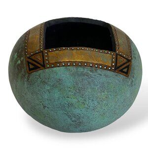 Handcrafted Gourd Art Signed Bill Colligen 2001 3.75x 5.5"